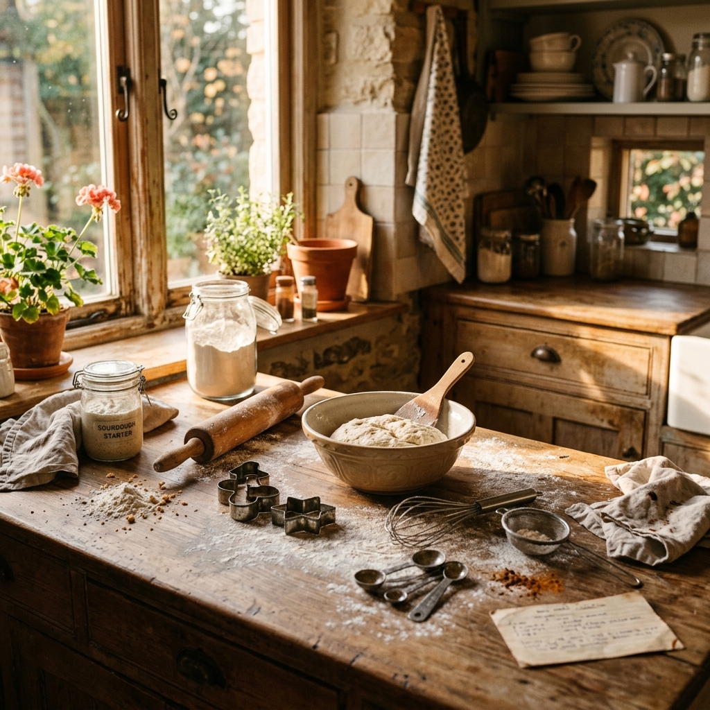 Baker working in a cozy kitchen